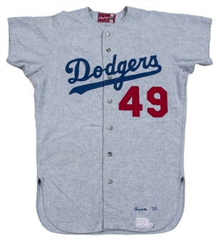 1970 Jose Peña Game Used Los Angeles Dodgers All Original Flannel Road Jersey 